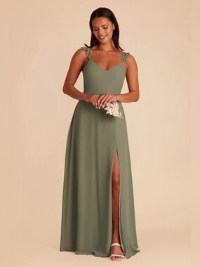 Birdy Grey Sage Green V-Neck Maxi Dress with Side Slit Size XS